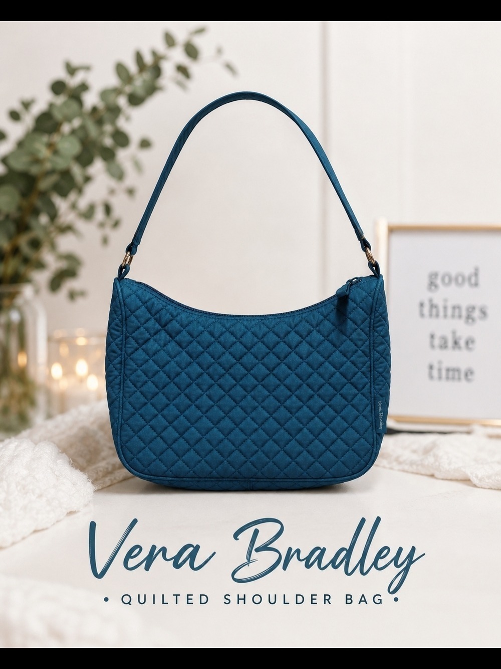 Vera Bradley Shoulder Bag Teal Quilted
